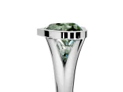 Solitaire Engagement Ring Setting for Fancy Green Heart-Shaped Center with V Split Shank and Bezel Head in Sterling Silver