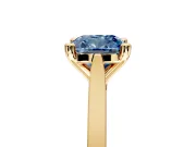 Solitaire Engagement Ring Setting for Fancy Blue Cushion Cut Center with Tapered Shoulders and Prong Head in Yellow Gold