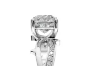 Solitaire Engagement Ring Setting for Cushion Cut Center with Pave and Plain Crossover Band and Prong Head in White Gold
