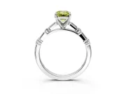 Baguette Engagement Ring Setting for Fancy Yellow Emerald Cut Center with Alternating Bar-Set Band and Prong Head in Sterling Silver