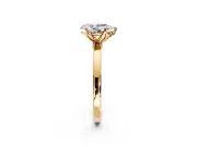 Solitaire Engagement Ring Setting for Pear-Shaped Center with Thin Rounded Plain Band and Prong Head in Yellow Gold