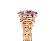 Solitaire Engagement Ring Setting for Fancy Pink Oval Center with Filigree Band and Prong Head in Rose Gold