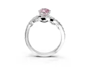 Solitaire Engagement Ring Setting for Fancy Pink Pear-Shaped Center with Pave Bypass Twist Band and Prong Head in Platinum