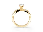 Solitaire Engagement Ring Setting for Pear-Shaped Center with Criss-Cross Accent Band and Prong Head in Yellow Gold