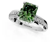 Solitaire Engagement Ring Setting for Fancy Green Radiant Cut Center with Raised Channel Band and Prong Head in Platinum