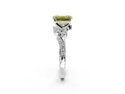 Solitaire Engagement Ring Setting for Fancy Yellow Emerald Cut Center with Marquise Accent Twist Band and Prong Head in Platinum