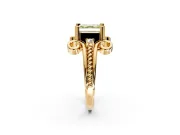 Solitaire Engagement Ring Setting for Fancy Yellow Asscher Cut Center with Twisted Band and Scroll Prong Head in Yellow Gold