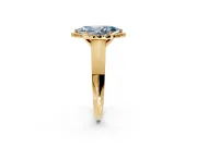 Halo Engagement Ring Setting for Fancy Blue Marquise Center with Knife Ridge Cathedral Band and Prong Head in Yellow Gold