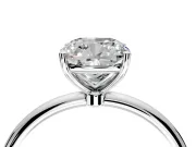 Solitaire Engagement Ring Setting for Cushion Cut Center with Straight Thin Band and Prong Head in Sterling Silver