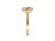 Floral Engagement Ring Setting for Fancy Pink Pear-Shaped Center with Four Accent Clusters and Prong Head in Yellow Gold