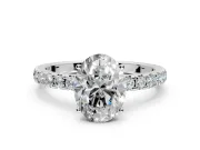 Solitaire Engagement Ring Setting for Oval Center with Large Accent Band and Prong Head in Platinum