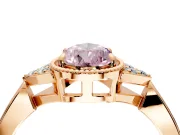 Cluster Engagement Ring Setting for Fancy Pink Pear-Shaped Center with Milgrain Shoulder Clusters and Prong Head in Rose Gold