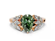Leaf Cluster Engagement Ring Setting for Fancy Green Pear-Shaped Center with Marquise Accents and Prong Head in Rose Gold
