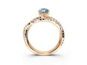 Solitaire Engagement Ring Setting for Fancy Blue Pear-Shaped Center with Woven 3-Strand Pave Band and Prong Head in Rose Gold