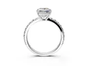 Solitaire Engagement Ring Setting for Princess Cut Center with Large Accent Band and Prong Head in White Gold
