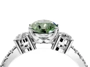 3 Stone Engagement Ring Setting for Fancy Green Pear-Shaped Center with Round Cut Side Accents and Prong Head in Platinum
