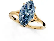 Solitaire Engagement Ring Setting for Fancy Blue Marquise Center with Plain Split Shank and Prong Head in Yellow Gold