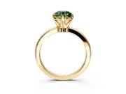 Solitaire Engagement Ring Setting for Fancy Green Round Cut Center with Plain Band and Tulip Prong Head in Yellow Gold