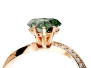 Side Accent Engagement Ring Setting for Fancy Green Heart-Shaped Center with Accent Shoulders and Prong Head in Rose Gold