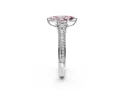 Solitaire Engagement Ring Setting for Fancy Pink Marquise Center with Pave Rail Split Shank and Prong Head in White Gold