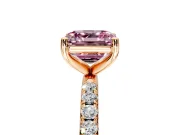 Solitaire Engagement Ring Setting for Fancy Pink Asscher Cut Center with Micro Pave Band and Prong Head in Rose Gold