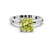 Solitaire Engagement Ring Setting for Fancy Yellow Cushion Cut Center with Wire Band and Prong Head in Platinum