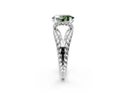 Halo Engagement Ring Setting for Fancy Green Oval Center with Rope Twist Split Shank and Prong Head in Platinum