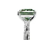 Baguette Engagement Ring Setting for Fancy Green Princess Cut Center with Alternating Bar-Set Band and Prong Head in Sterling Silver