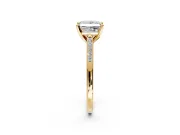 Solitaire Engagement Ring Setting for Princess Cut Center with Channel Accents and Prong Head in Yellow Gold