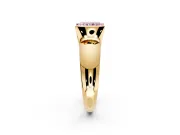 Tension Engagement Ring Setting for Fancy Pink Radiant Cut Center with Wide Flat Band and Tension Head in Yellow Gold