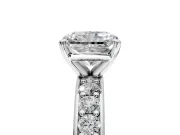 Solitaire Engagement Ring Setting for Radiant Cut Center with Channel-Set Accents and Prong Head in Platinum