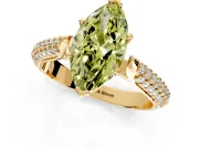 Solitaire Engagement Ring Setting for Fancy Yellow Marquise Center with Multi-Row Accents and Prong Head in Yellow Gold