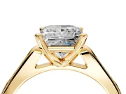 Solitaire Engagement Ring Setting for Princess Cut Center with Channel Accents and Prong Head in Yellow Gold