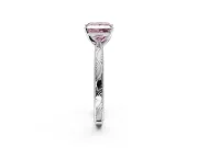 Solitaire Engagement Ring Setting for Fancy Pink Princess Cut Center with Engraved Milgrain Band and Prong Head in Platinum
