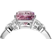 Solitaire Engagement Ring Setting for Fancy Pink Princess Cut Center with Marquise Flower Shoulders and Prong Head in Platinum