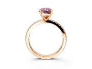 Solitaire Engagement Ring Setting for Fancy Pink Radiant Cut Center with Fine Pave Band and Claw Prong Head in Rose Gold