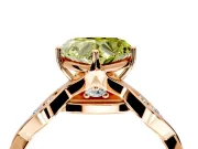 Solitaire Engagement Ring Setting for Fancy Yellow Heart-Shaped Center with Accented Twist Band and Leaf Prong Head in Rose Gold