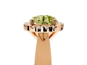 Halo Engagement Ring Setting for Fancy Yellow Round Cut Center with Square Band and Prong Head in Rose Gold