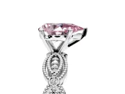 Solitaire Engagement Ring Setting for Fancy Pink Pear-Shaped Center with Marquise Panel Band and Prong Head in Sterling Silver