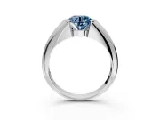 Tension Engagement Ring Setting for Fancy Blue Round Cut Center with Wide Tapered Band and Tension Head in Sterling Silver