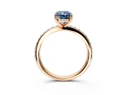 Solitaire Engagement Ring Setting for Fancy Blue Radiant Cut Center with Fine Pave Band and Prong Head in Rose Gold