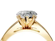 Solitaire Engagement Ring Setting for Heart-Shaped Center with Princess Cut Channel Band and Prong Head in Yellow Gold