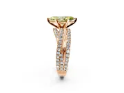 Solitaire Engagement Ring Setting for Fancy Yellow Marquise Center with Woven 3-Strand Pave Band and Prong Head in Rose Gold