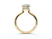 Hidden Halo Engagement Ring Setting for Princess Cut Center with Plain Rounded Band and Prong Head in Yellow Gold
