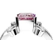 Solitaire Engagement Ring Setting for Fancy Pink Princess Cut Center with Twisted Band and Scroll Prong Head in White Gold
