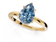 Hidden Halo Engagement Ring Setting for Fancy Blue Pear-Shaped Center with Plain Band and Tall Prong Head in Yellow Gold