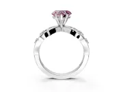 Solitaire Engagement Ring Setting for Fancy Pink Heart-Shaped Center with Criss-Cross Accent Band and Prong Head in Platinum
