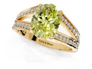 Split Shank Engagement Ring Setting for Fancy Yellow Oval Center with Pave Split Shank and Prong Head in Yellow Gold