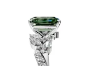 Solitaire Engagement Ring Setting for Fancy Green Emerald Cut Center with Marquise Accent Twist Band and Prong Head in Platinum