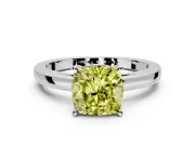 Solitaire Engagement Ring Setting for Fancy Yellow Cushion Cut Center with Basket Rail and Prong Head in Sterling Silver